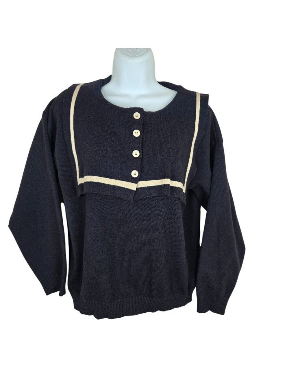 Navy Blue San San Studio Sailor Nautical Sweater Womens M